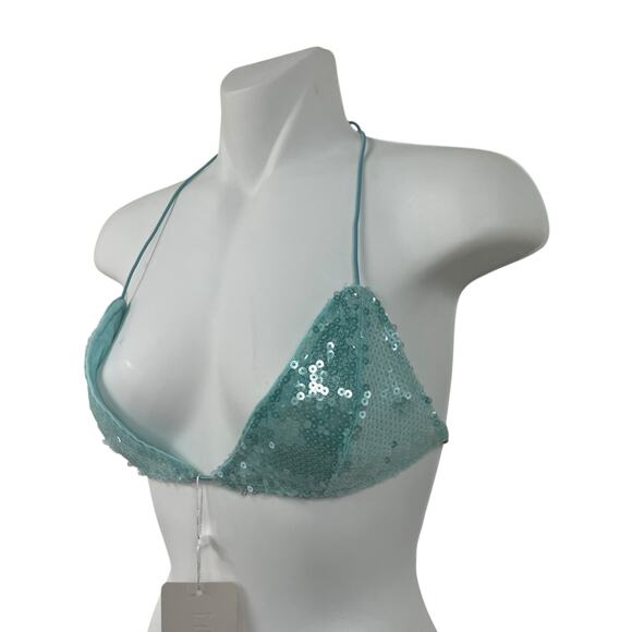 Aqua Sequin Bikini Top - Picture 4 of 7